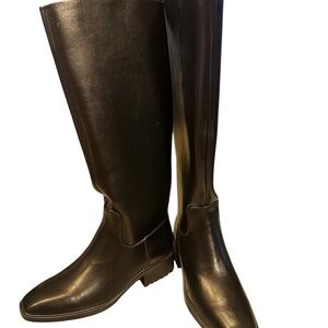 Nine West Barile Tall Boots Black Riding Block Heel Size 8 New $189